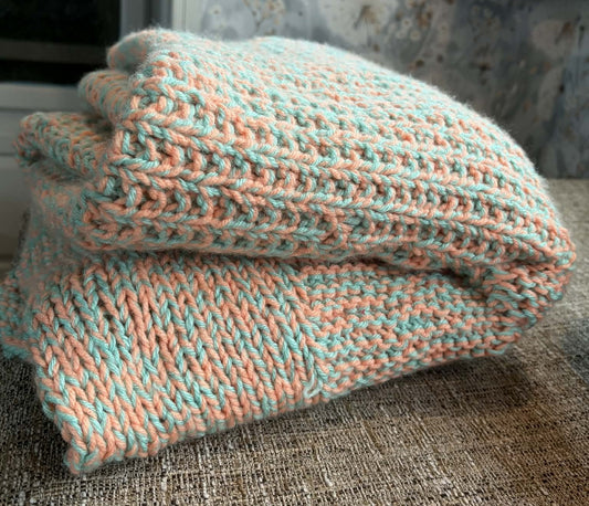 Coral & Aqua Baby Blanket – Soft, Cozy, and Perfect for Nurseries